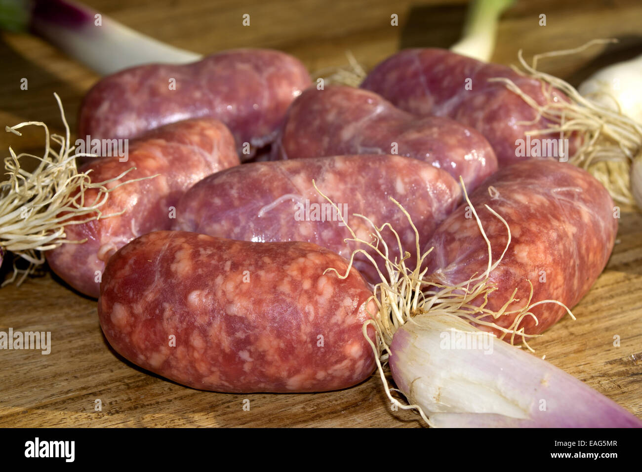raw pork's sausages ready for the barbeque Stock Photo