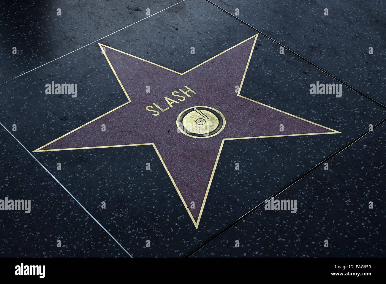 Star on the Hollywood Walk of Fame, of Guns n Roses guitarist, Slash Stock Photo