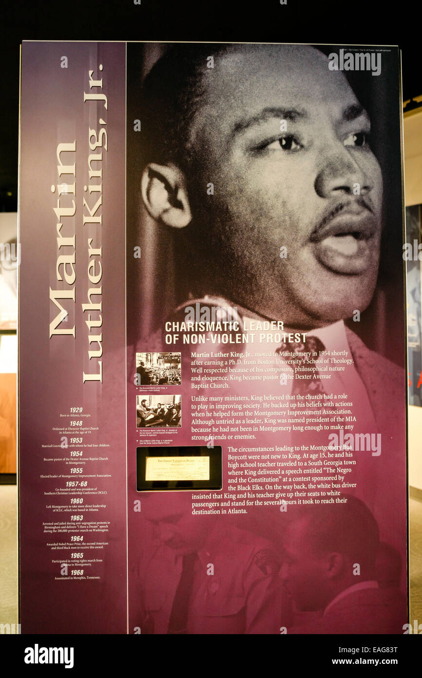 Civil Rights history exhibition inside the Rosa Parks Library and Museum in Montgomery Alabama Stock Photo
