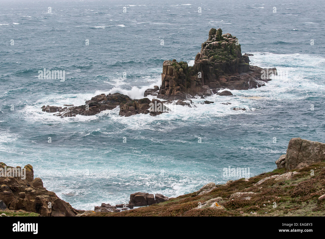 The rock formation known as The Armed Knight seen from Lands End in ...