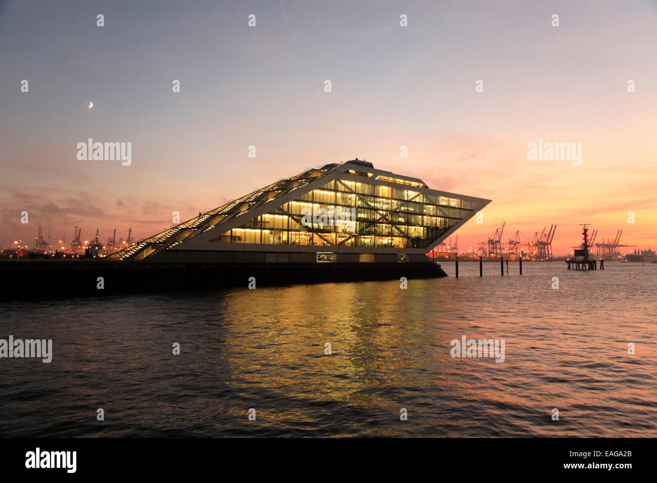 The modern office building DOCKLAND at river Elbe, Hamburg, Germany, Europe Stock Photo