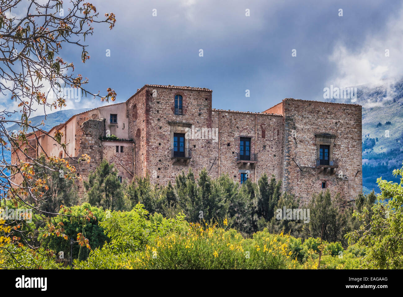 Castello dei Ventimiglia, Castelbuono, Parco delle Madonie, Palermo Province, Sicily, Italy, Europe Stock Photo