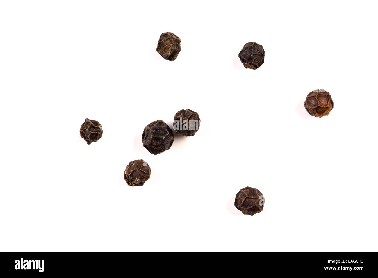 black pepper, black peppercorn , indian spice isolated on white Stock