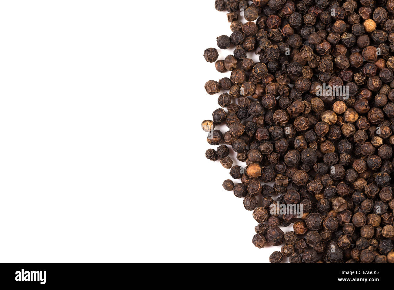 black pepper, black peppercorn , indian spice isolated on white Stock