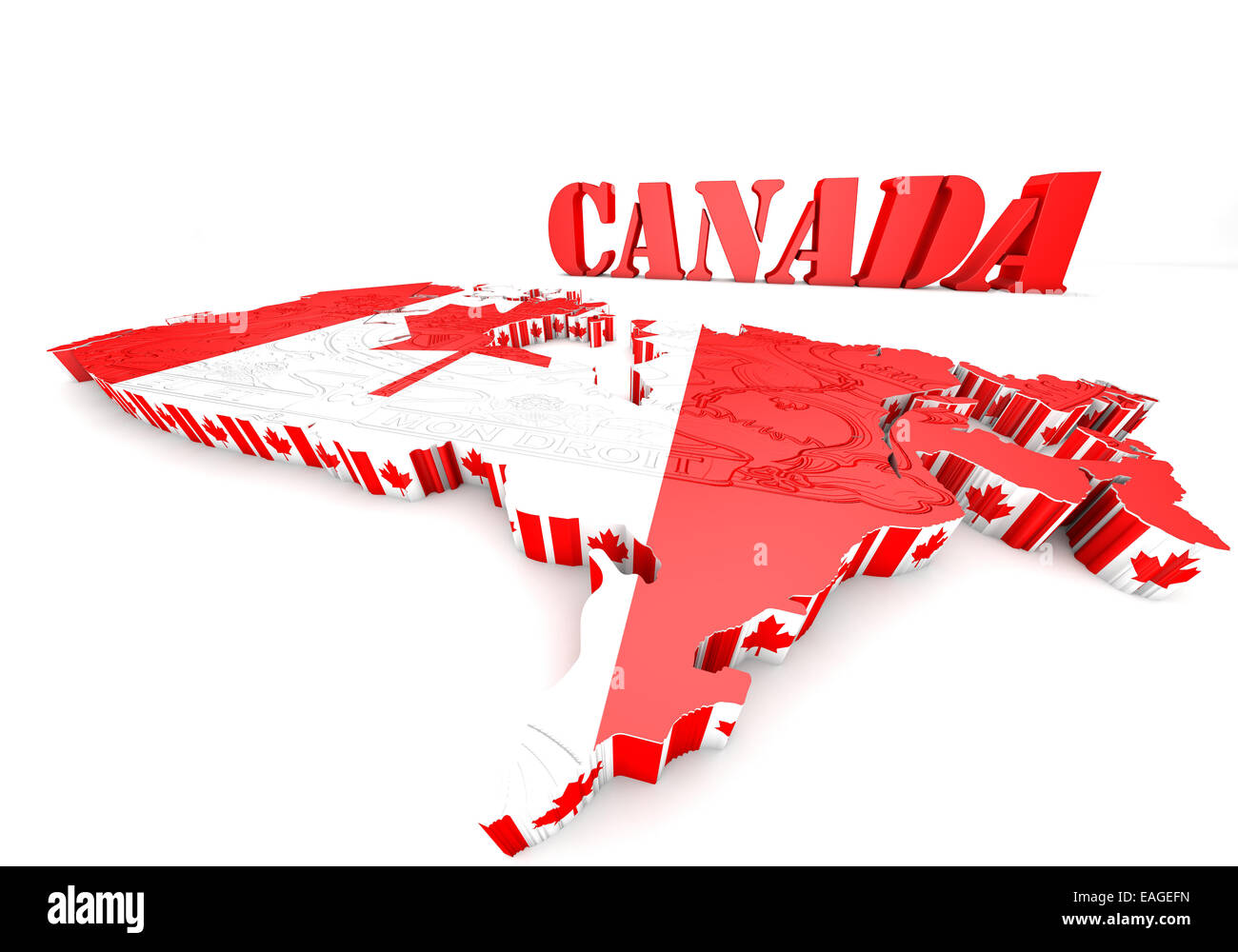 Map of Canada with flag colors. 3d render illustration Stock Photo Alamy