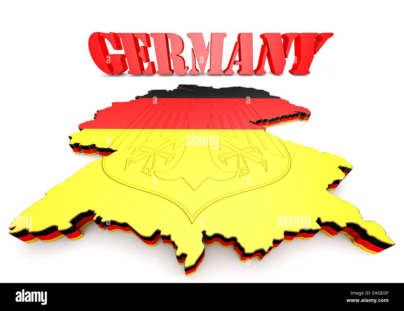 3D Map illustration of Germany with flag Stock Photo