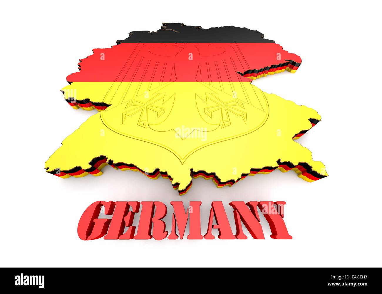 3D Map illustration of Germany with flag Stock Photo