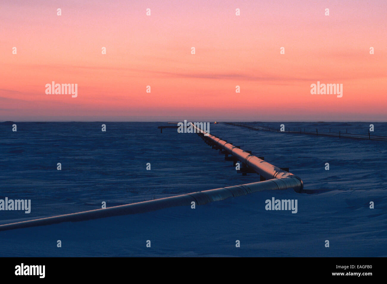 Endicott Pipeline & Road North Slope Arctic Ak Sunset Winter Scenic
