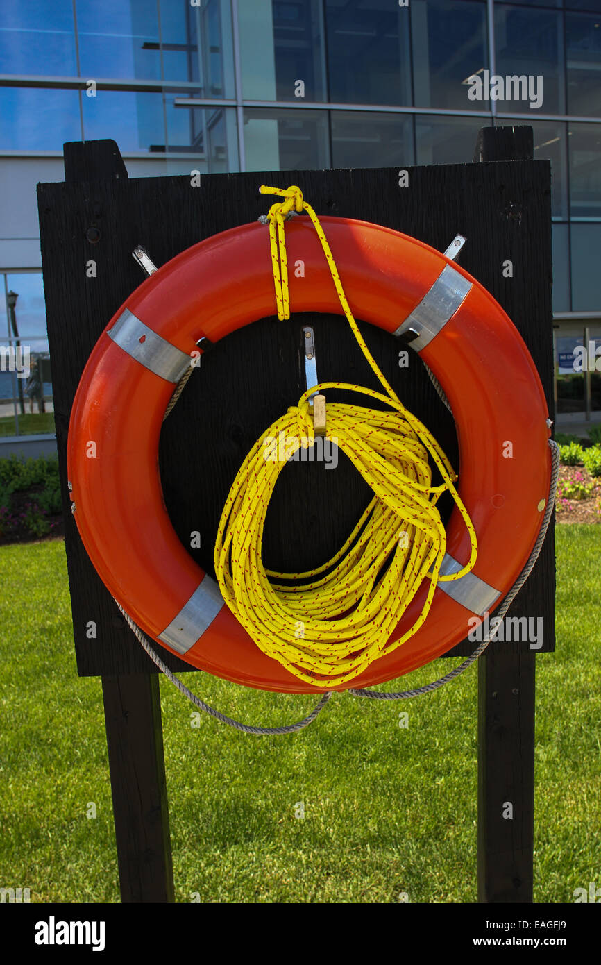 A life preserver on the Halifax Waterfront in Nova Scotia. Stock Photo