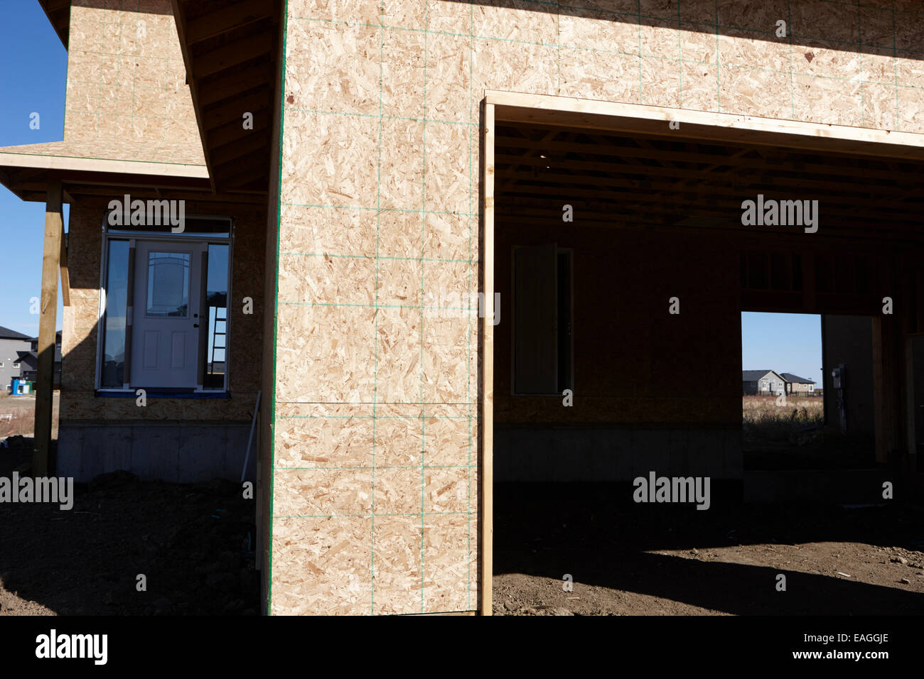 typical timber framed house construction with sheet panels Saskatchewan