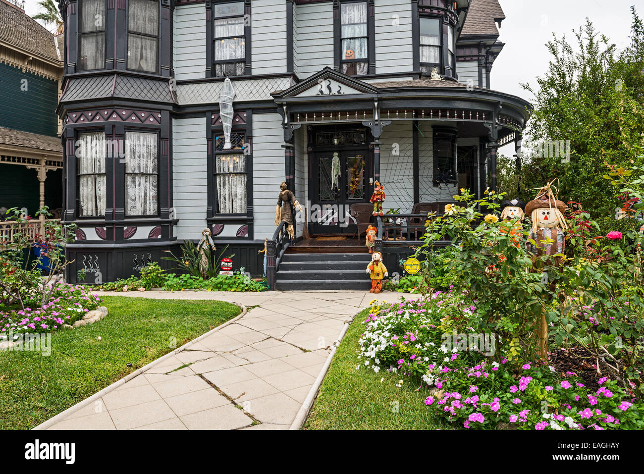 The beautiful Victorian Houses on Carroll Avenue in Echo Park. Stock Photo