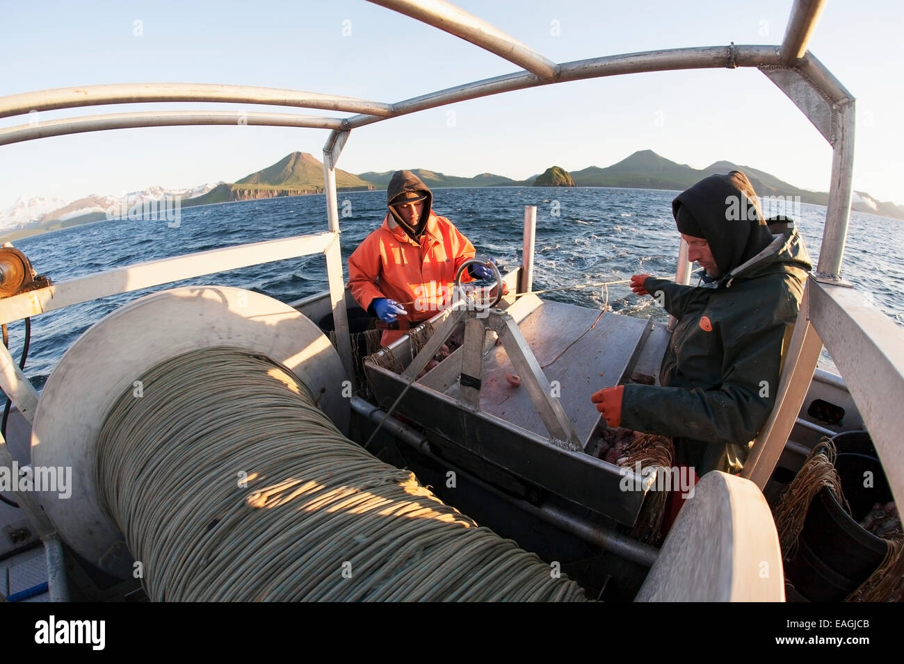 Deckhands Snap Hooks Onto The Groundline While Setting Out Commercial