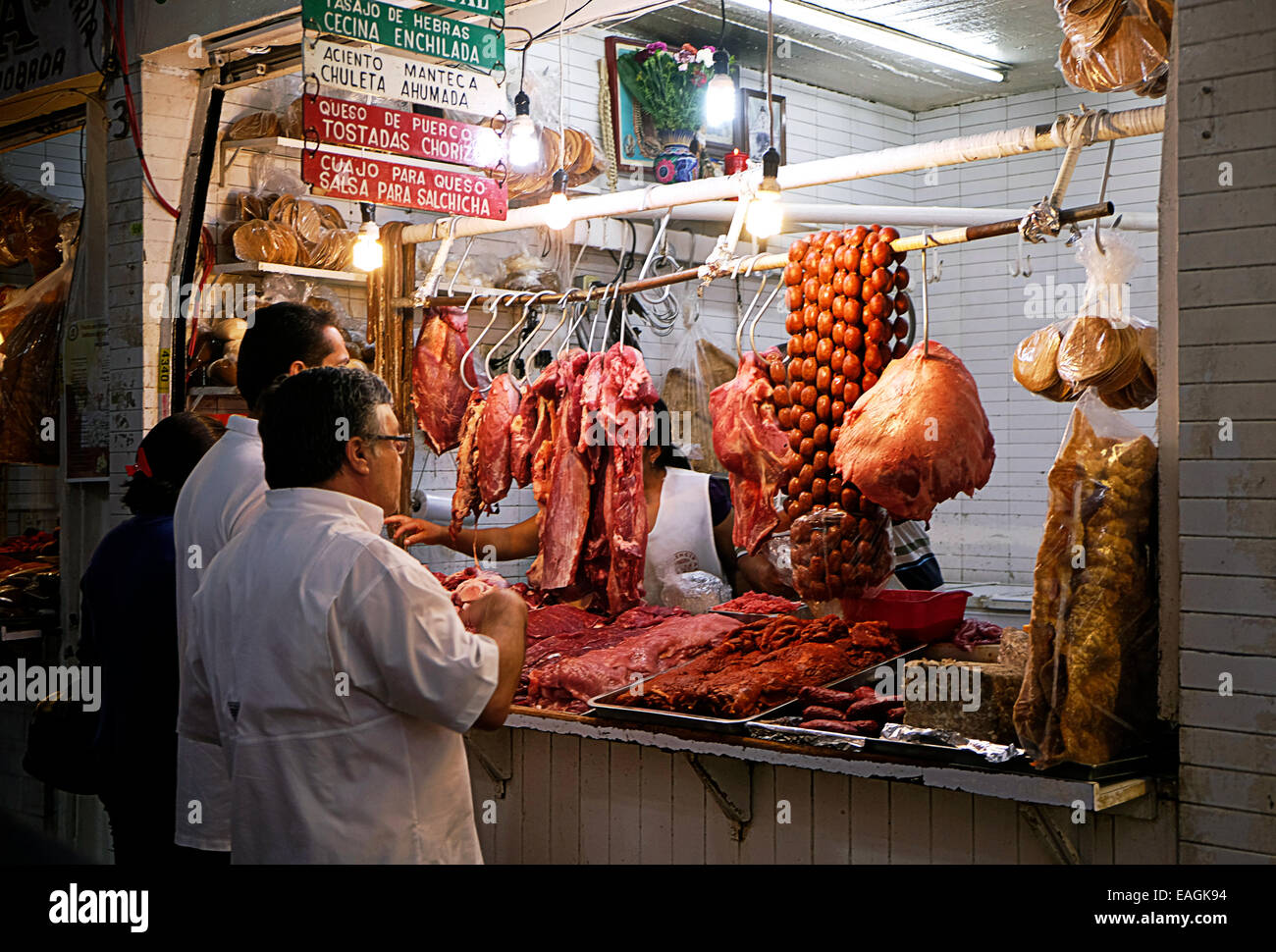 Meat Market Oaxaca City Mexico Stock Photo