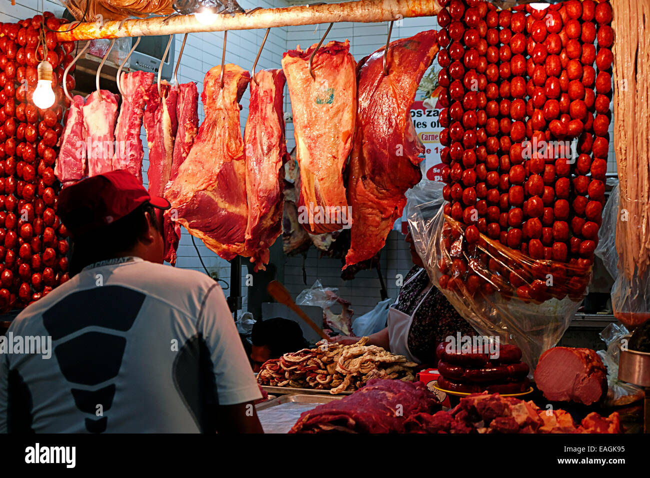 Meat Market Oaxaca City Mexico Stock Photo
