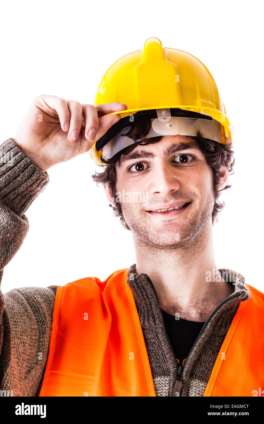 Handsome hispanic contractor hard hat hires stock photography and