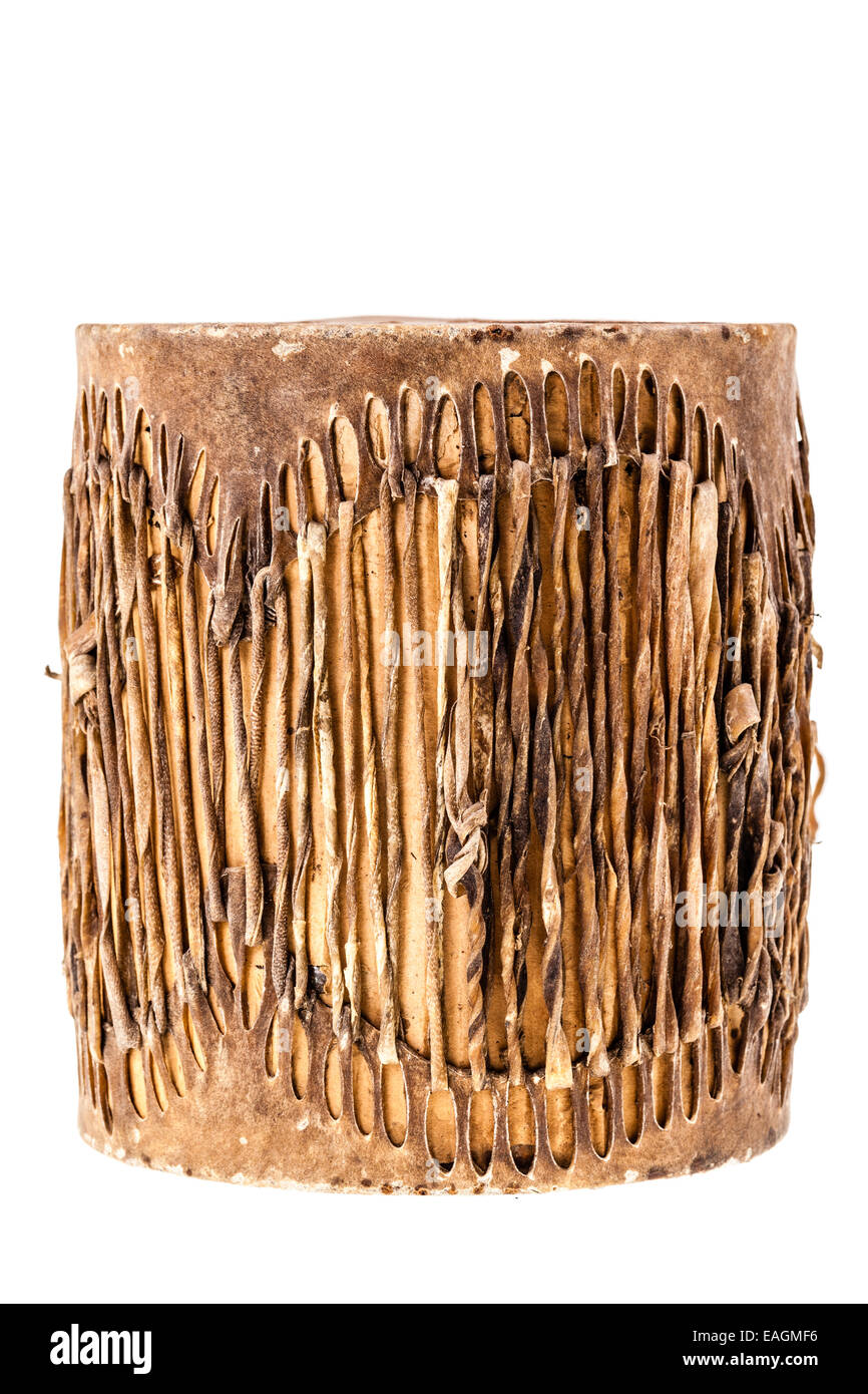a traditional african drum isolated over a white background Stock Photo