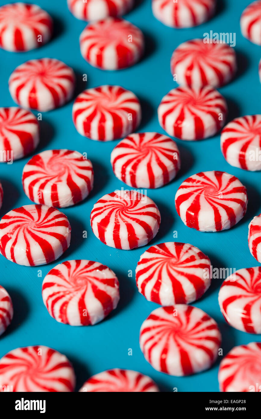 Sweet Red And White Peppermint Candy In A Bowl Stock Photo Alamy