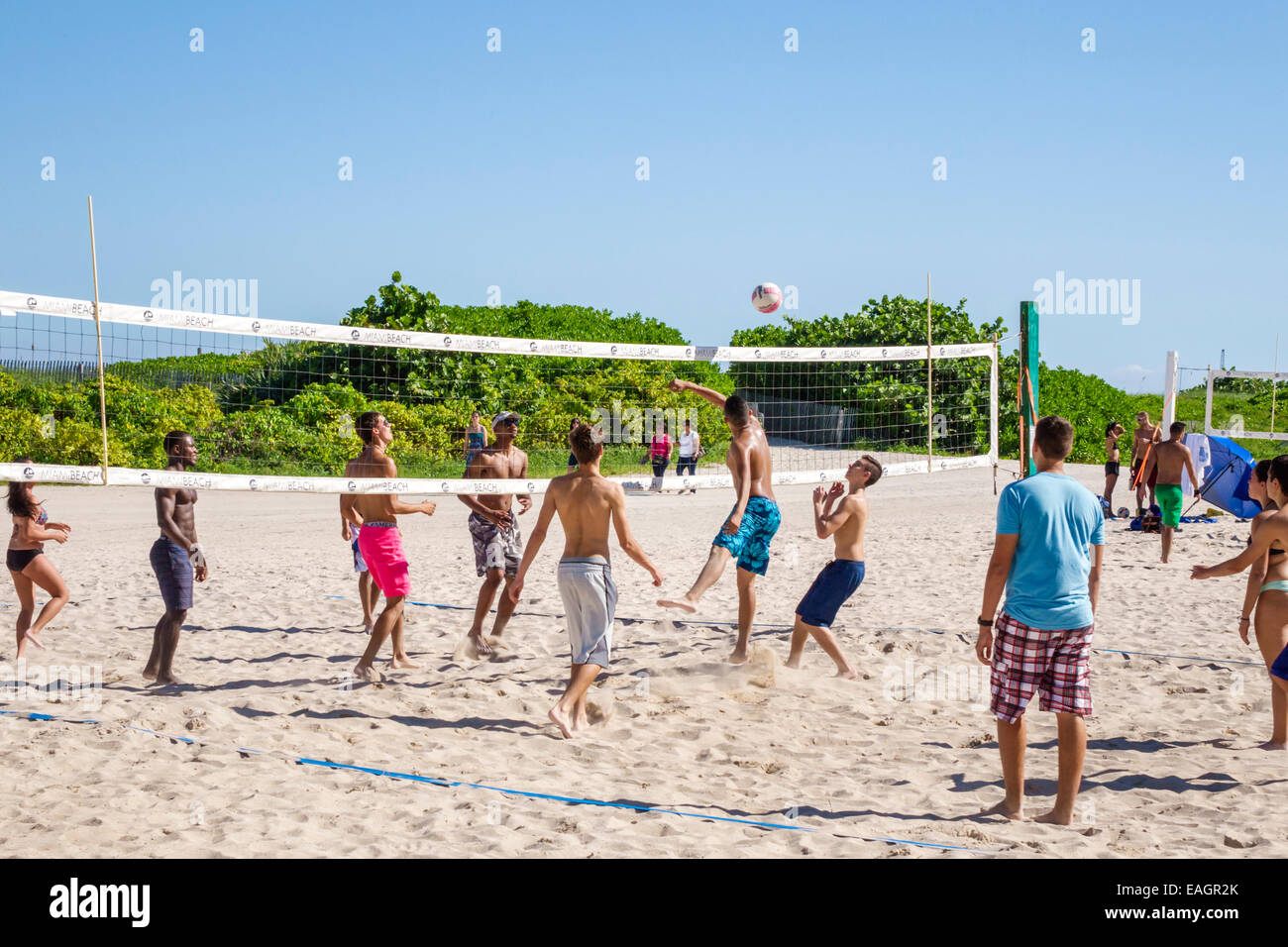 Kids Playing Beach Volleyball High Resolution Stock Photography and