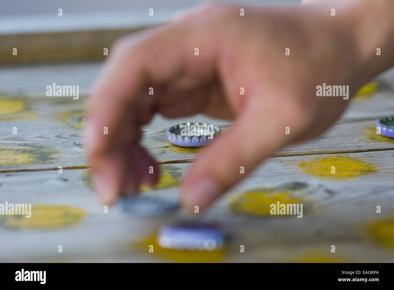 pointing draughts or checkers board game Stock Photo