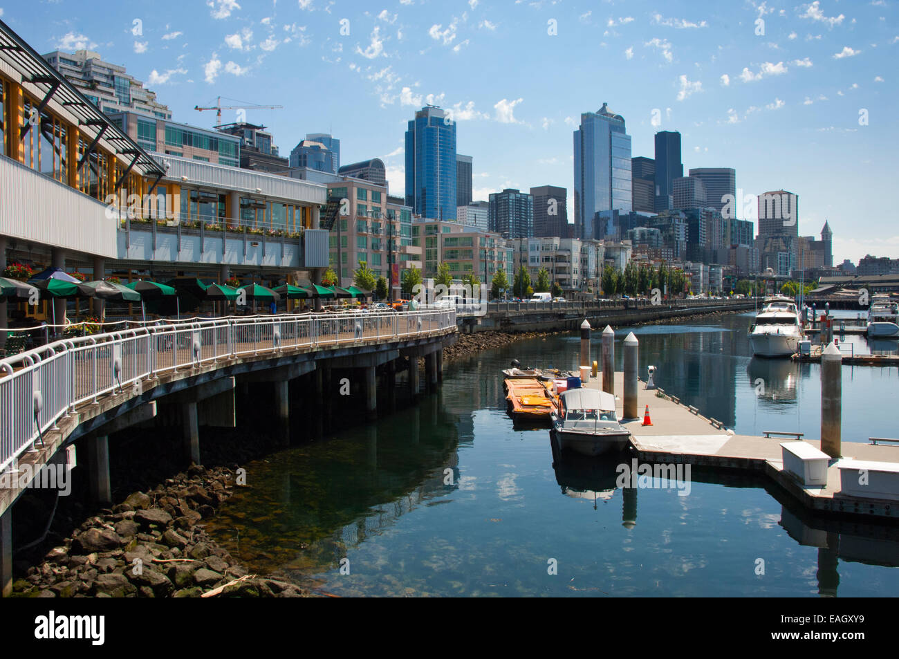 Waterfront and skyline at Seattle, Washington, USA Stock Photo