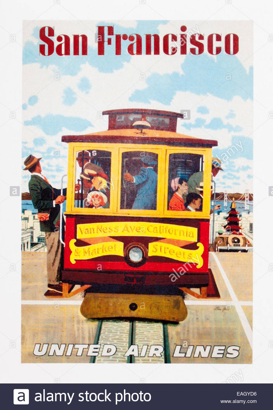 Vintage Travel Poster Advertising San Francisco By United Air Lines Stock Photo Alamy