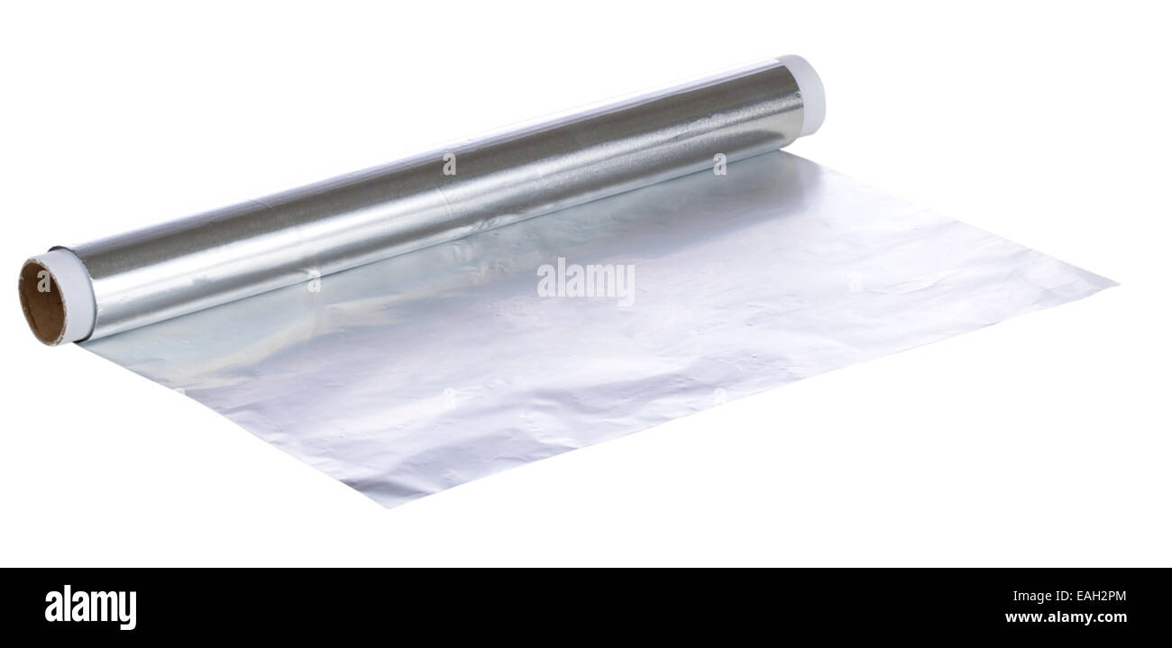 Baking foil or aluminum foil isolated on white with clipping path Stock