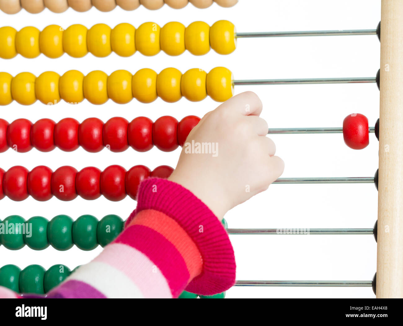 Kid's hand with colorful abacus isolated Stock Photo