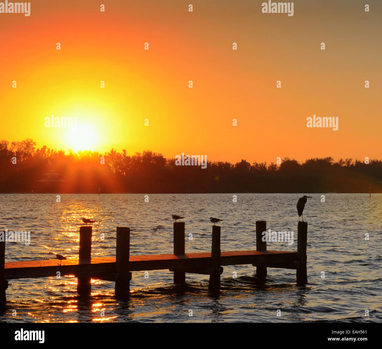 Bradenton, Florida, USA.15 November 2014.Scenes from South Coquina Boat Ramp during sunrise on a clear but much cooler day in the Sunshine State. Stock Photo