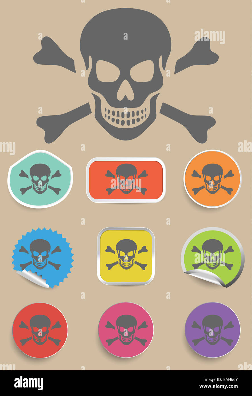 Skull and bones warning sign - vector Stock Photo