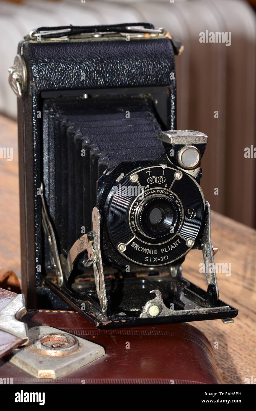 Retro photo camera from Eastman Kodak, Brownie pliant six 20 Stock Photo