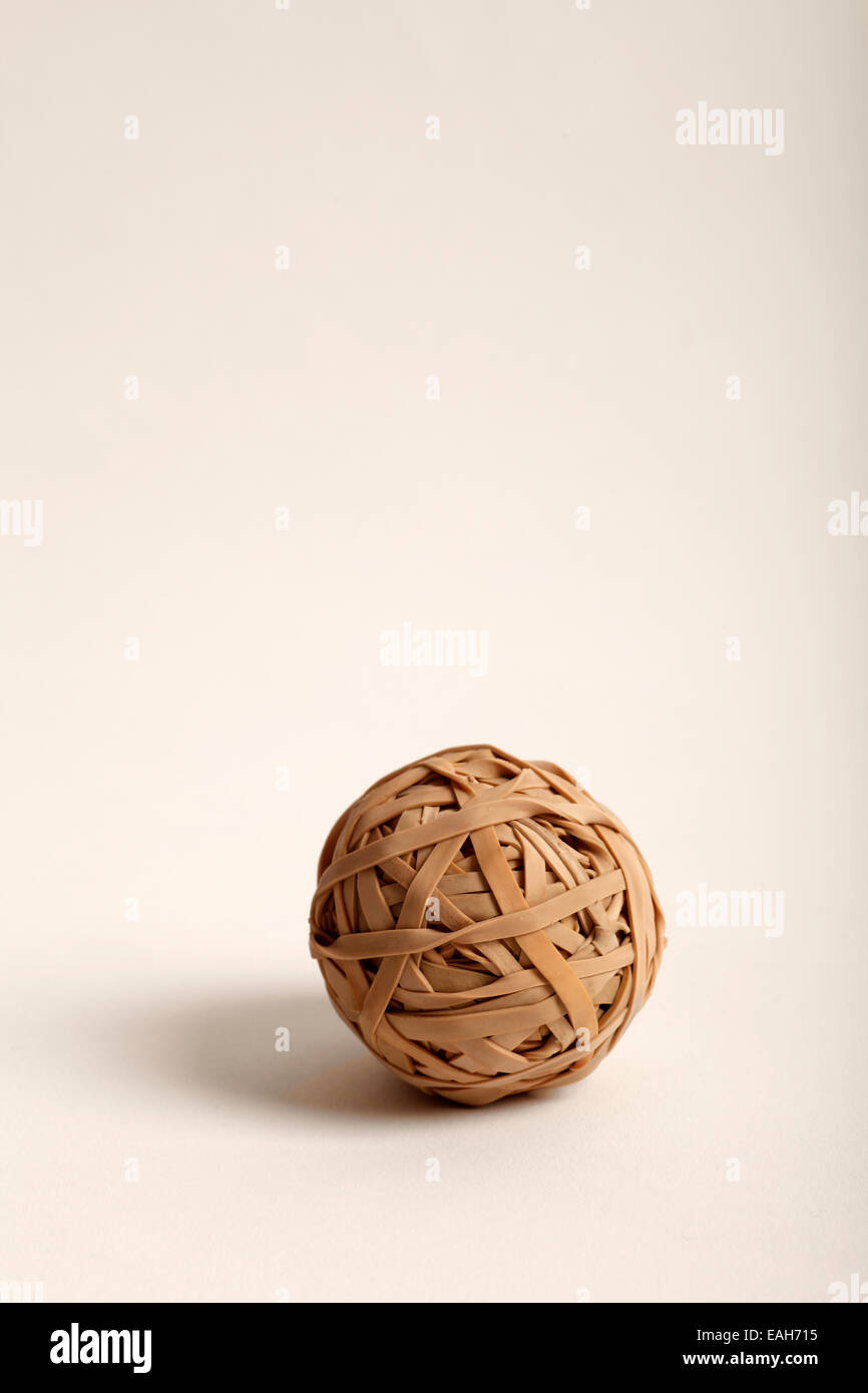 ball made up of fawn rubber bands Stock Photo