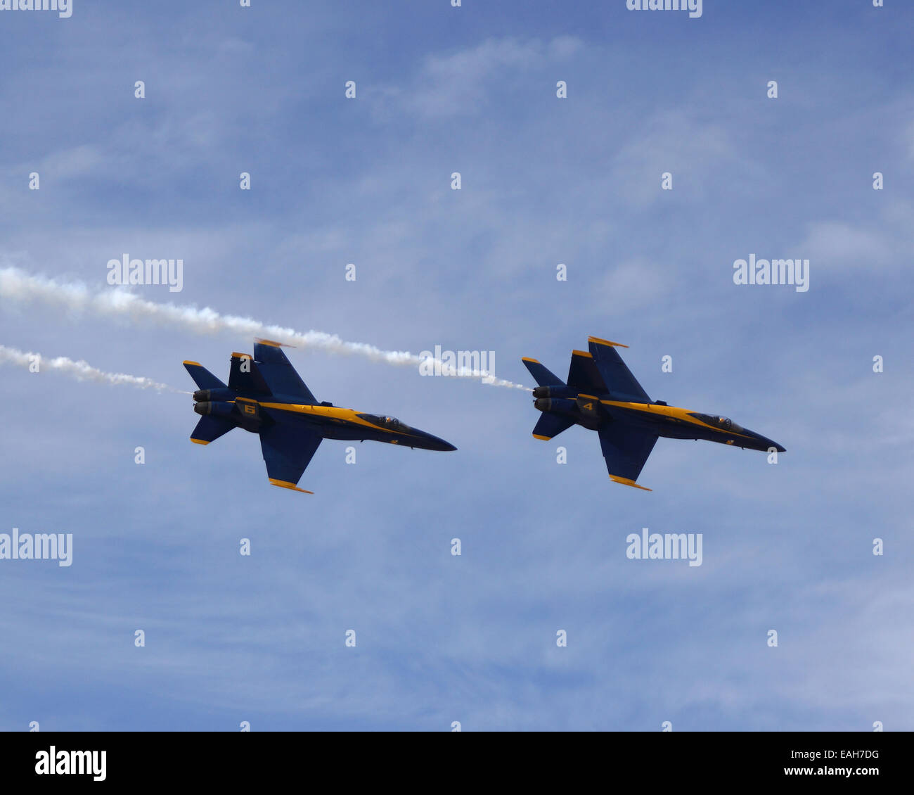 Blue Angels- the US Navy Flight Demonstration Squadron, performing precision flying at 2014 Los Angeles Air Show Stock Photo