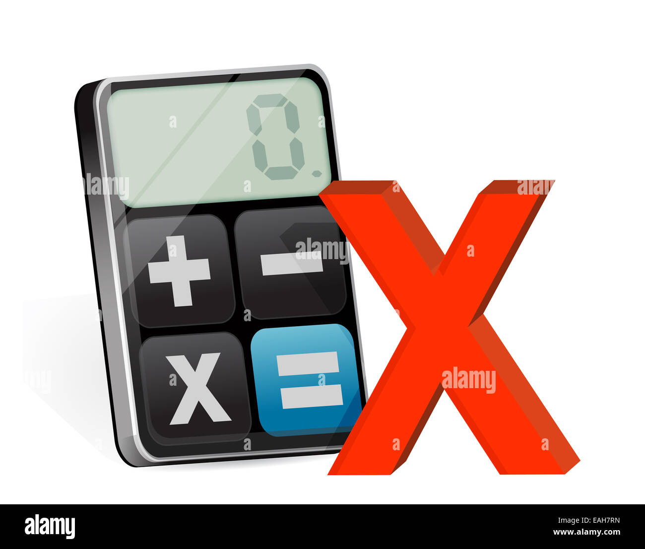 Negative mark and modern calculator Stock Photo Alamy