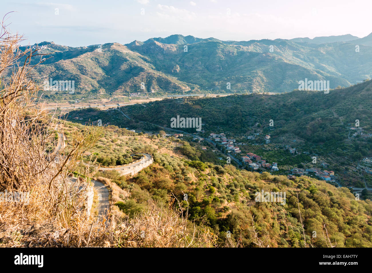Sicilian valley in easten Sicily spring time Stock Photo