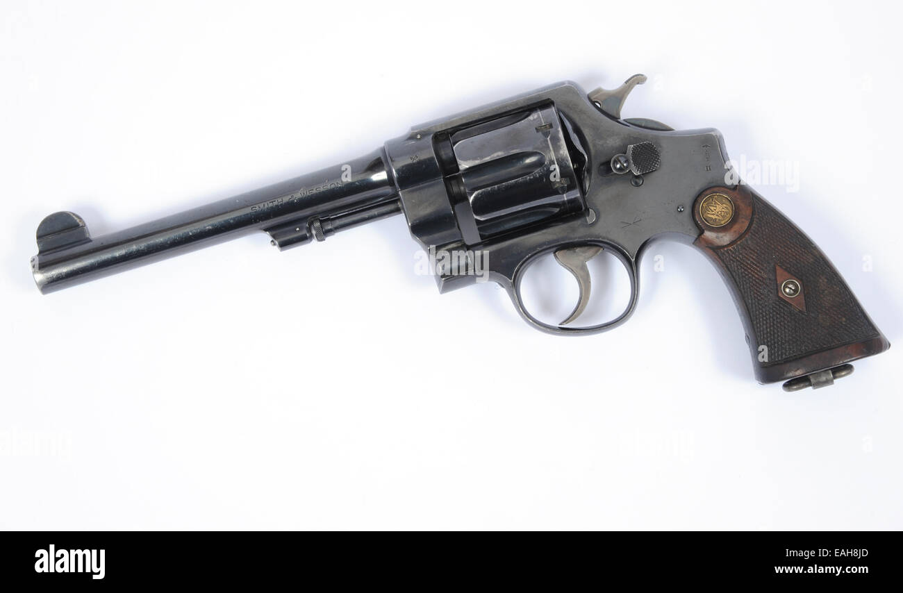 smith and wesson revolver from WW1 Issued to member of Royal Flying Corps Stock Photo