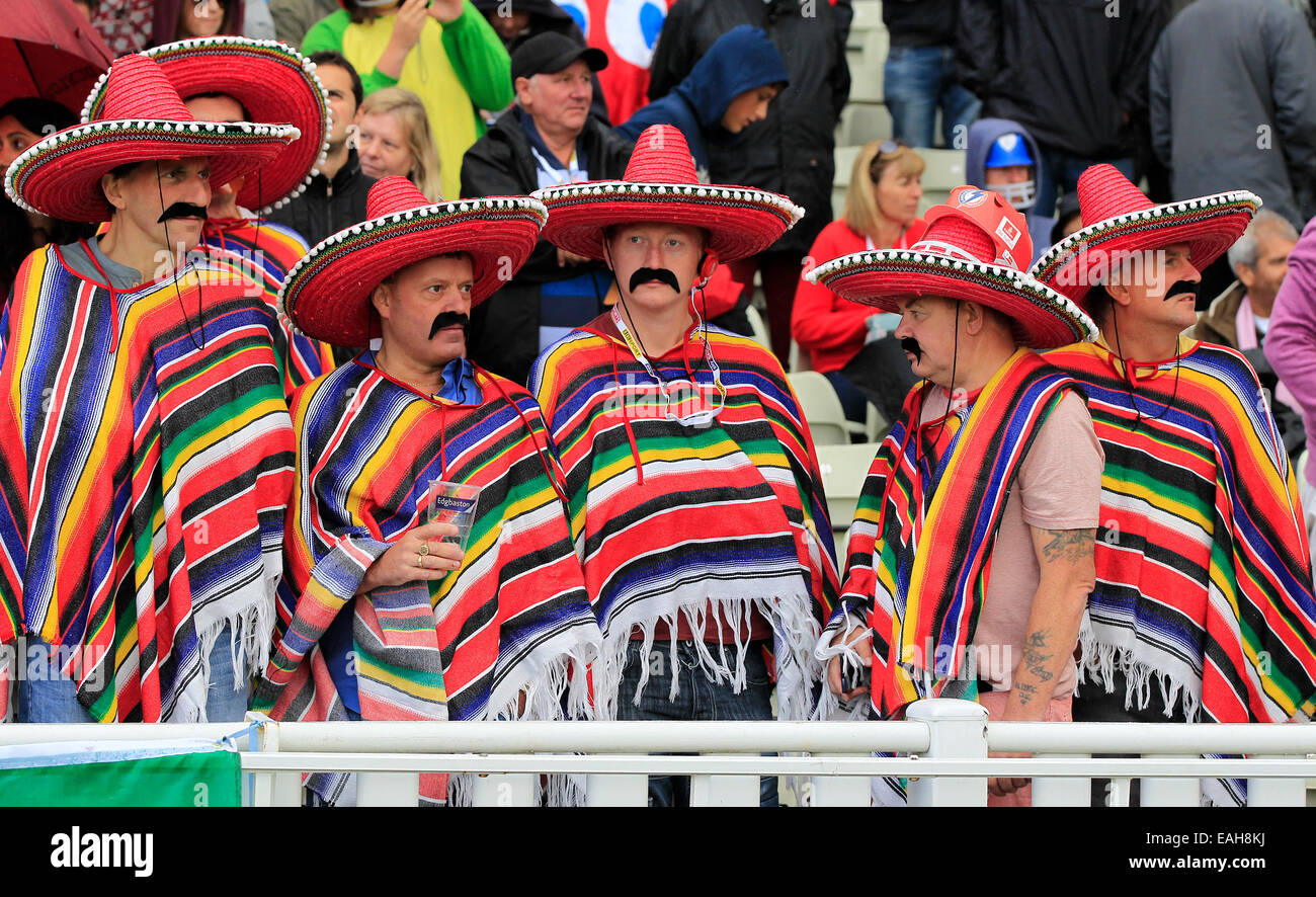Cricket - Colourful fans dressed as Mexicans at Edgbaston Cricket Ground on NatWest T20 Blast Finals Day 2014 Stock Photo
