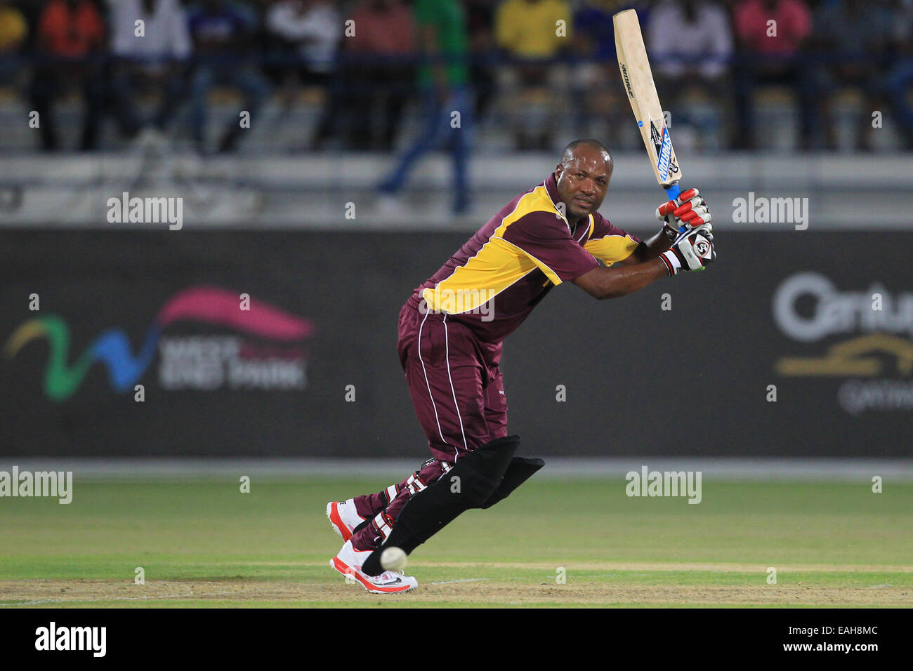 Cricket - Brian Lara of the World XI bats during the match between a World XI & an Asia XI in Doha, Qatar Stock Photo
