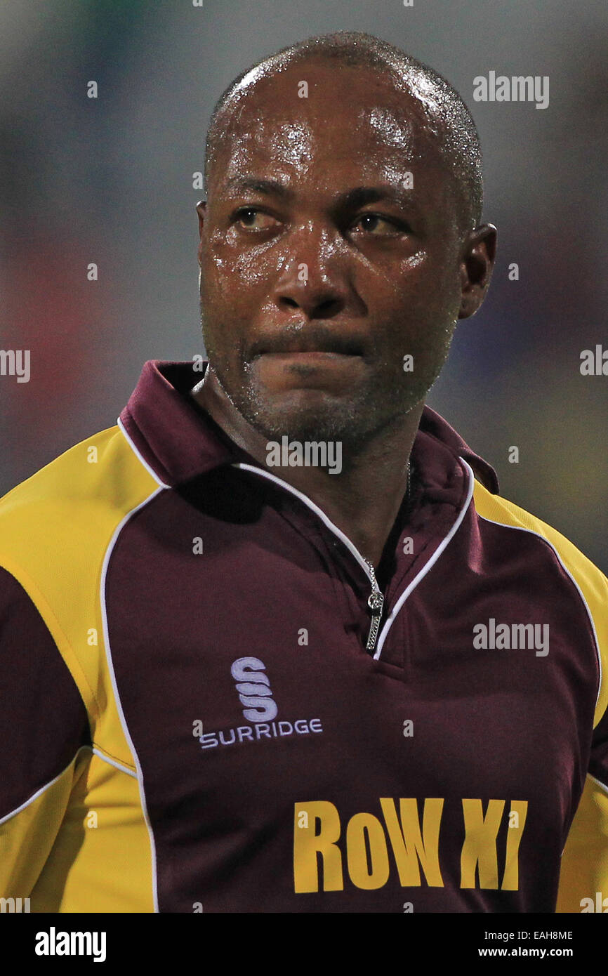 Brian Lara of the World XI after being dismissed during the match between a World XI & an Asia XI in Doha, Qatar Stock Photo