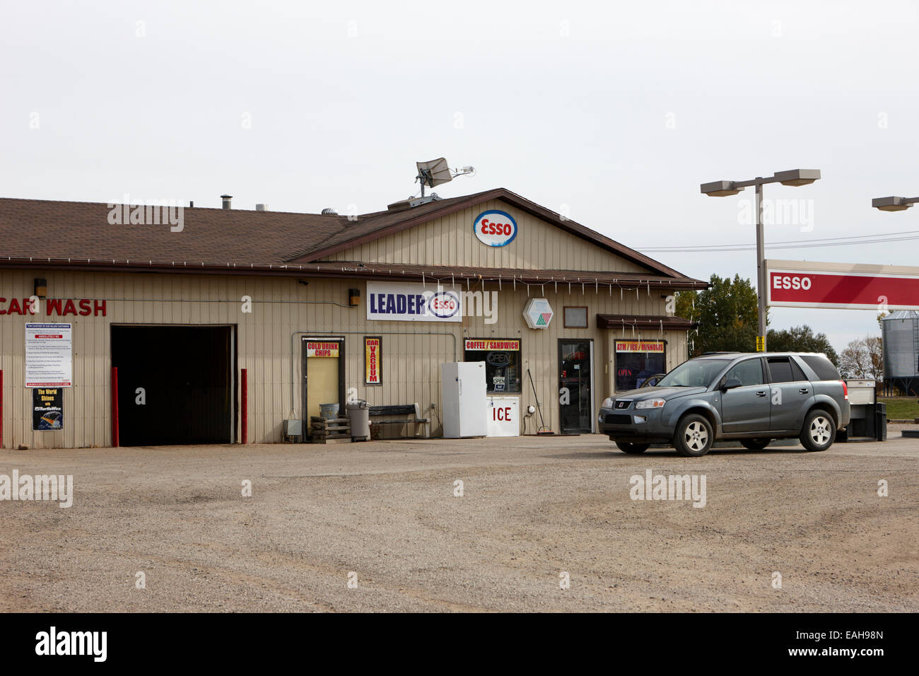 small roadside esso service gas station leader Saskatchewan Canada Stock Photo
