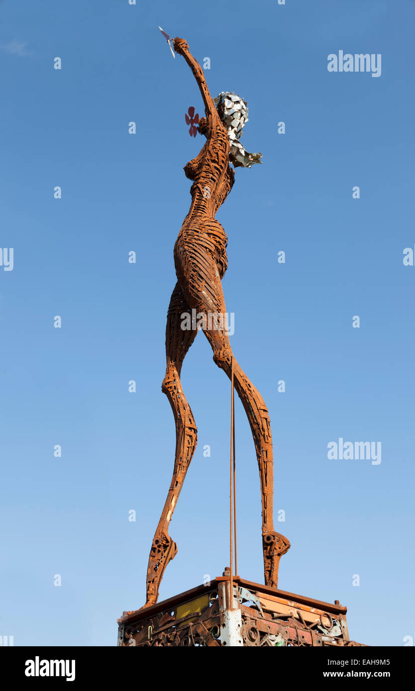 The sculpture of a slender woman designed by the craftsman in wrought iron  Andre Debru (Costes-Gozon - Aveyron - France Stock Photo - Alamy