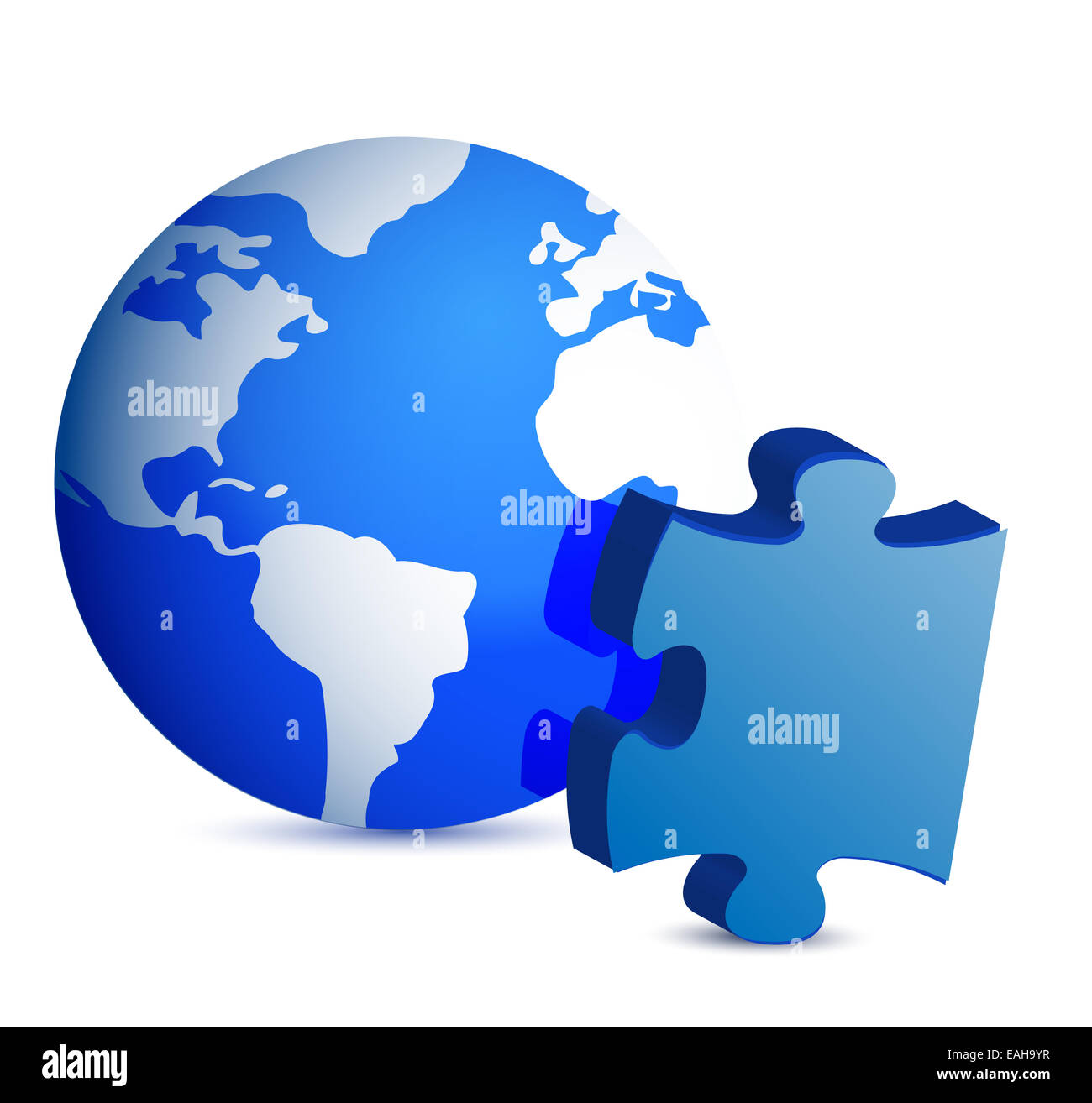 Globe and puzzle piece Stock Photo