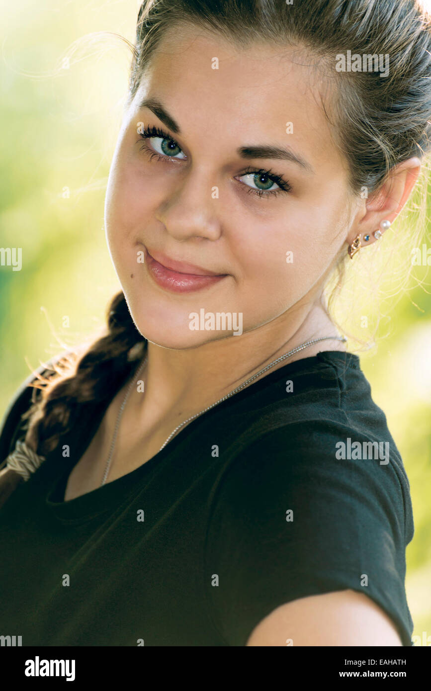 Portrait of teen girl outdoors Stock Photo