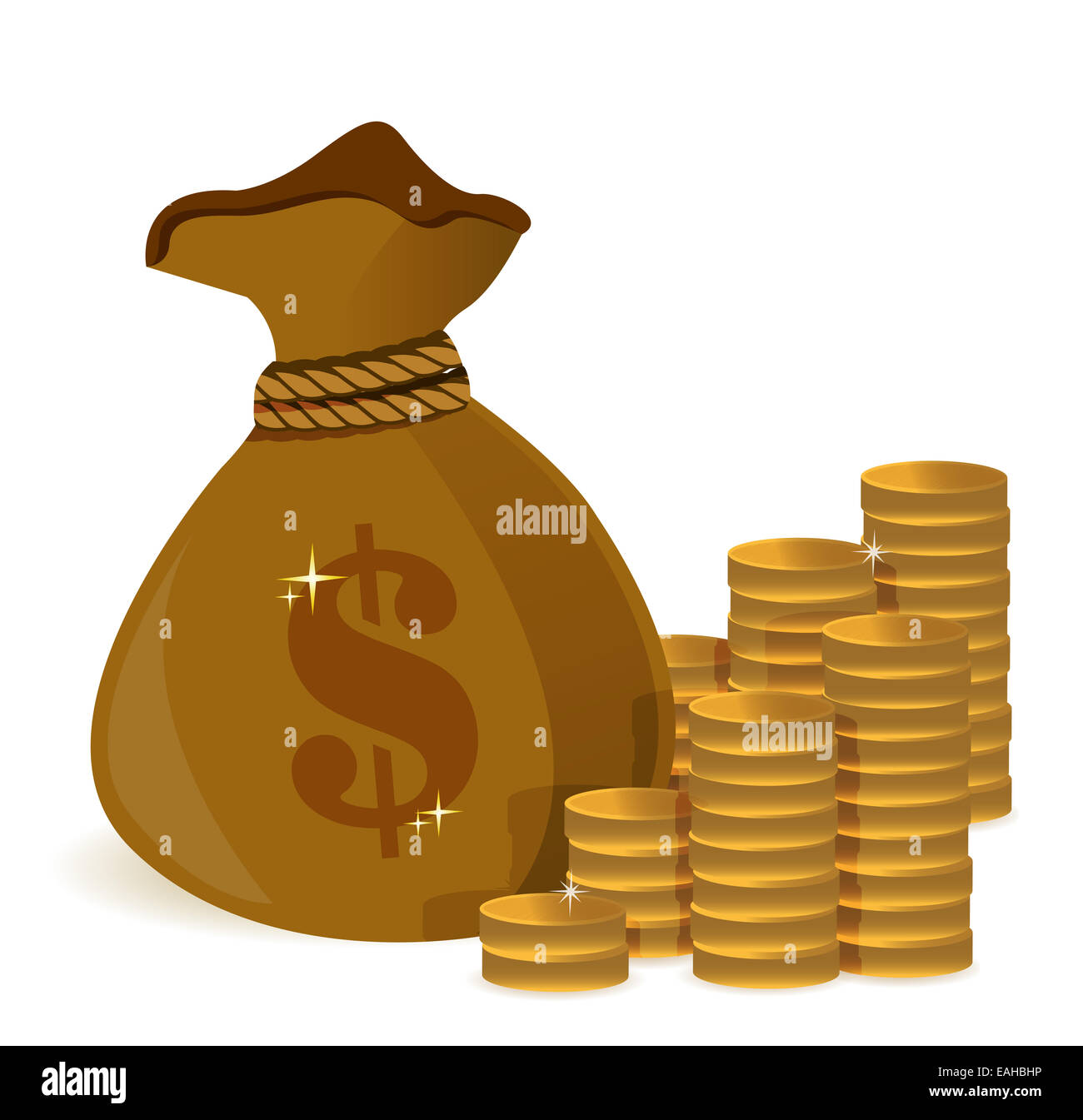 Money bags and gold coins Stock Photo - Alamy