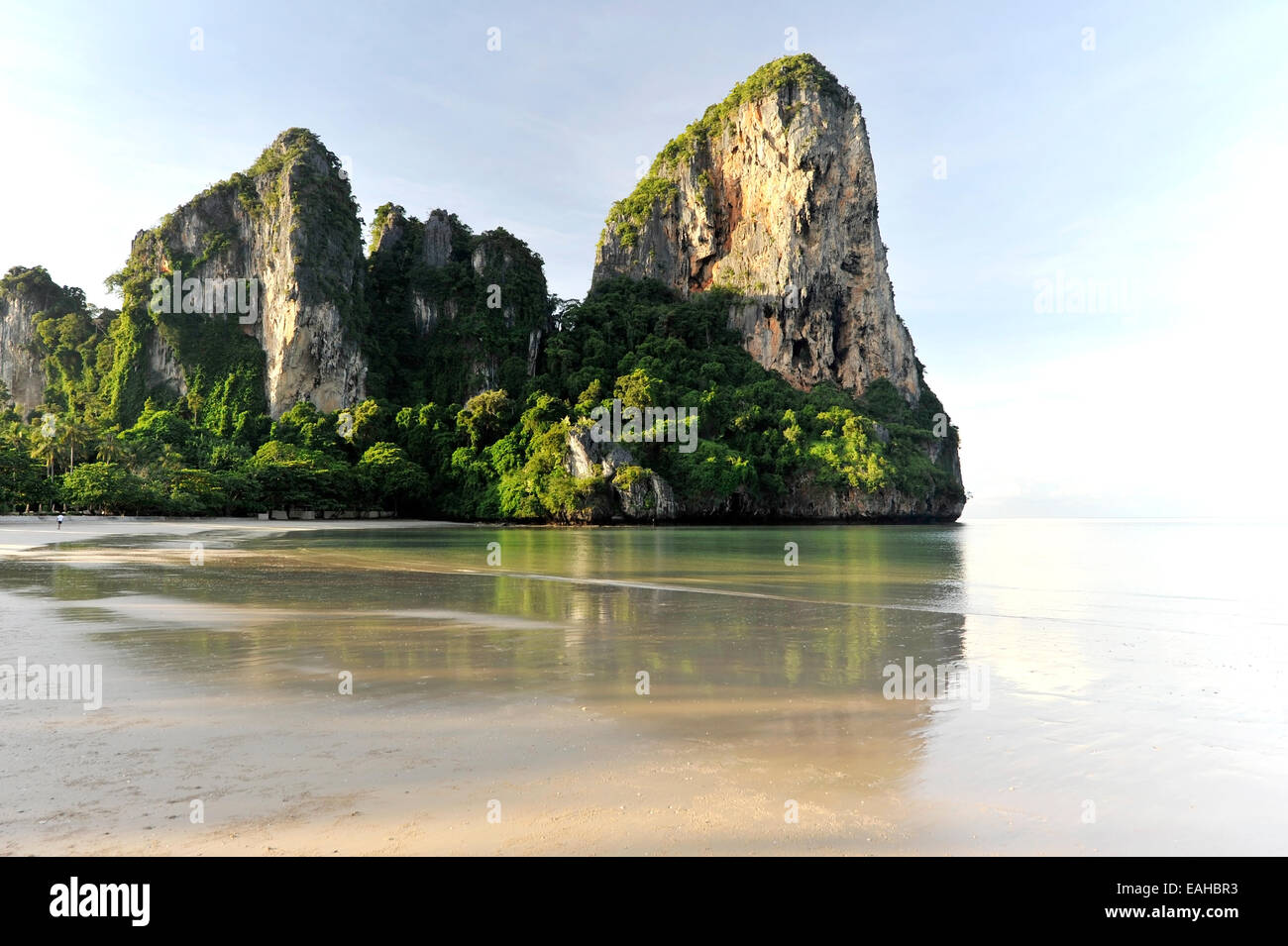 Railay Beach at Sunrise in Krabi, Thailand. Stock Photo - Image of