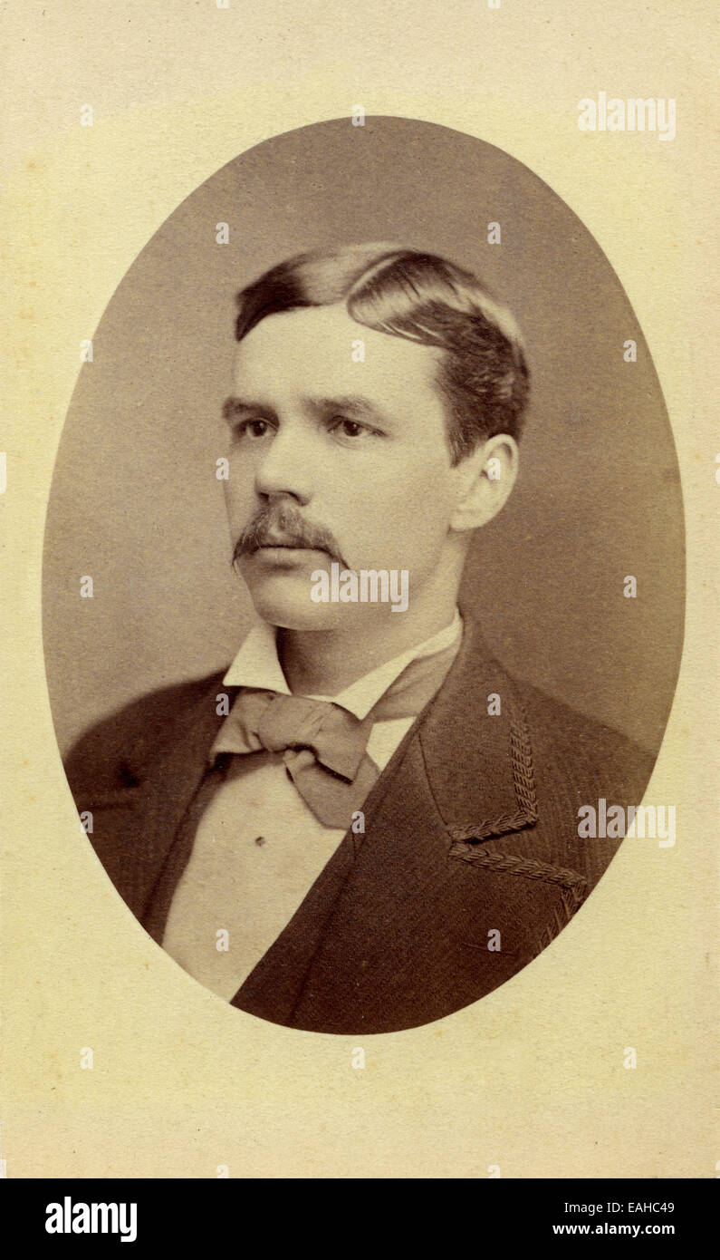 Victorian carte-de-visite, portrait of a young man from the Frank F Currier studio Nebraska, USA circa 1880 Stock Photo
