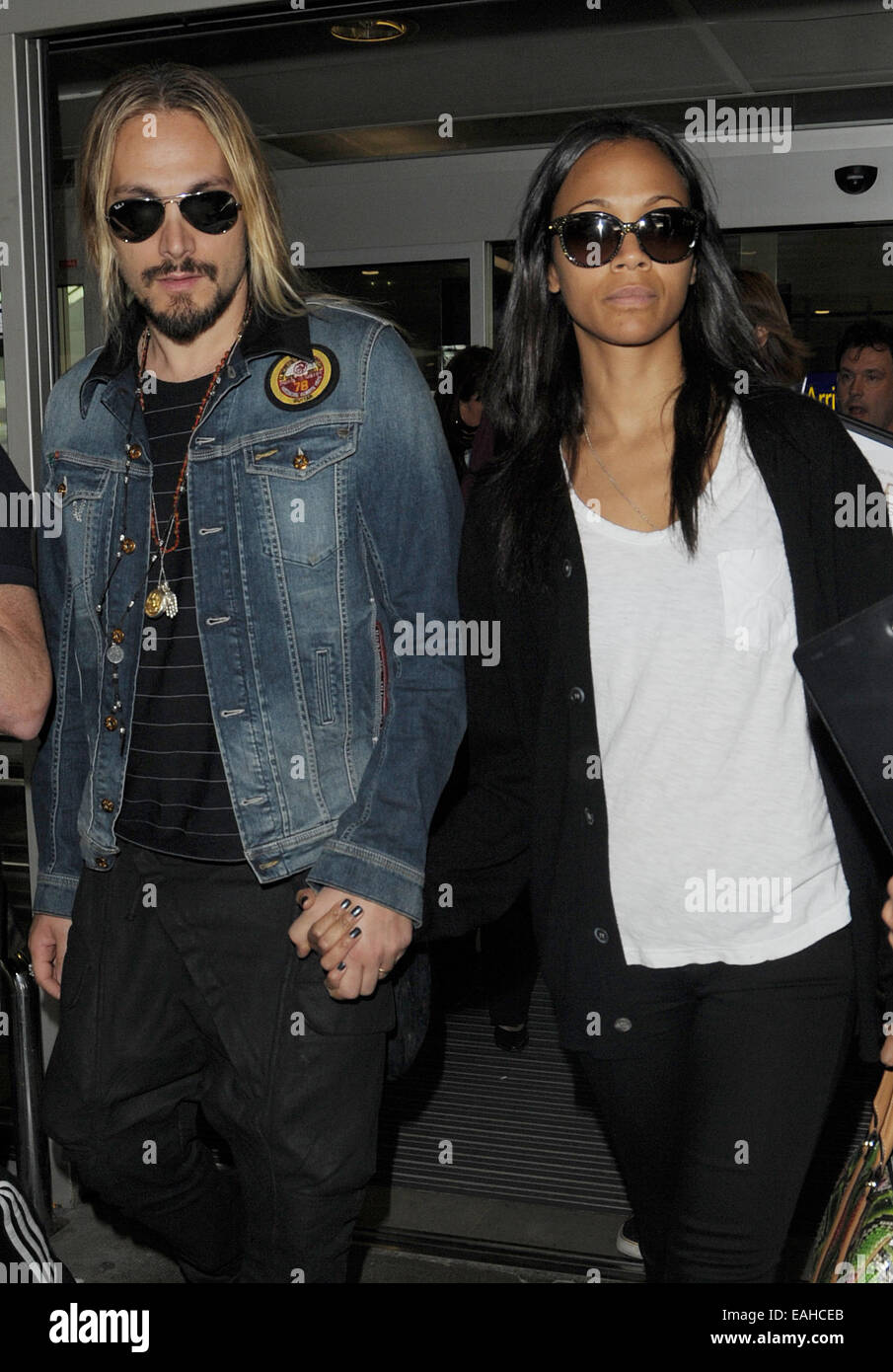 Zoe Saldana arriving at Nice Airport Featuring: Zoe Saldana,Marco