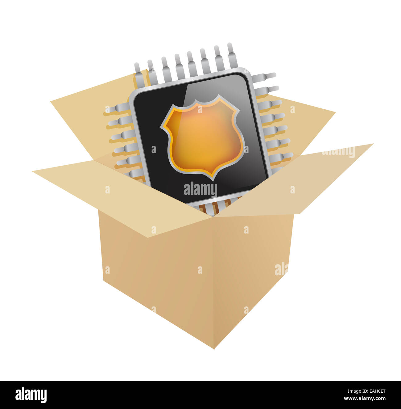 Box and electronic chip illustration Stock Photo Alamy