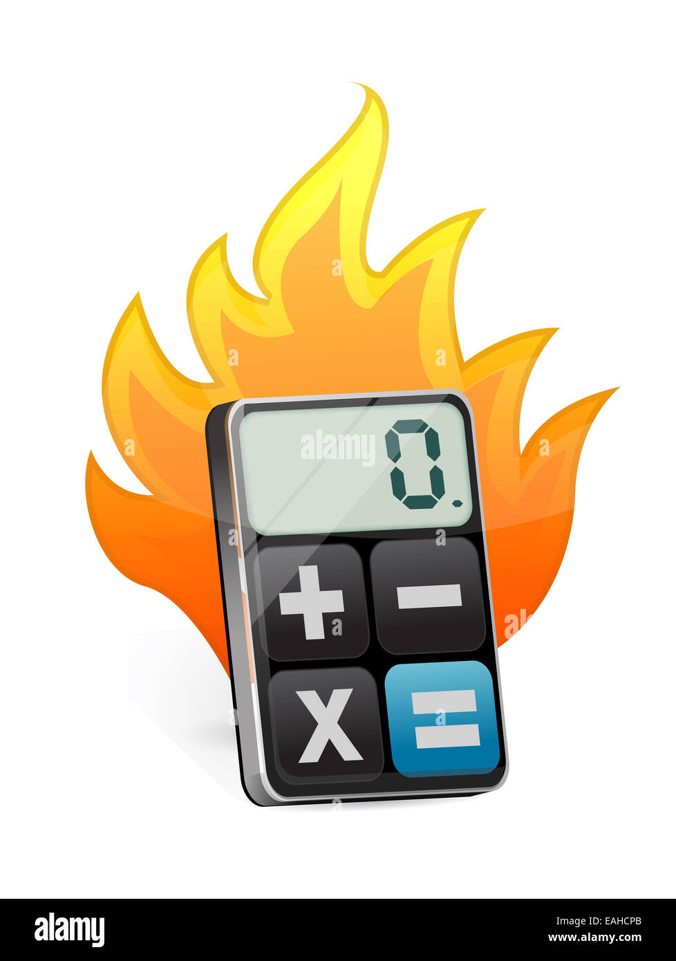 Fire and modern calculator Stock Photo - Alamy