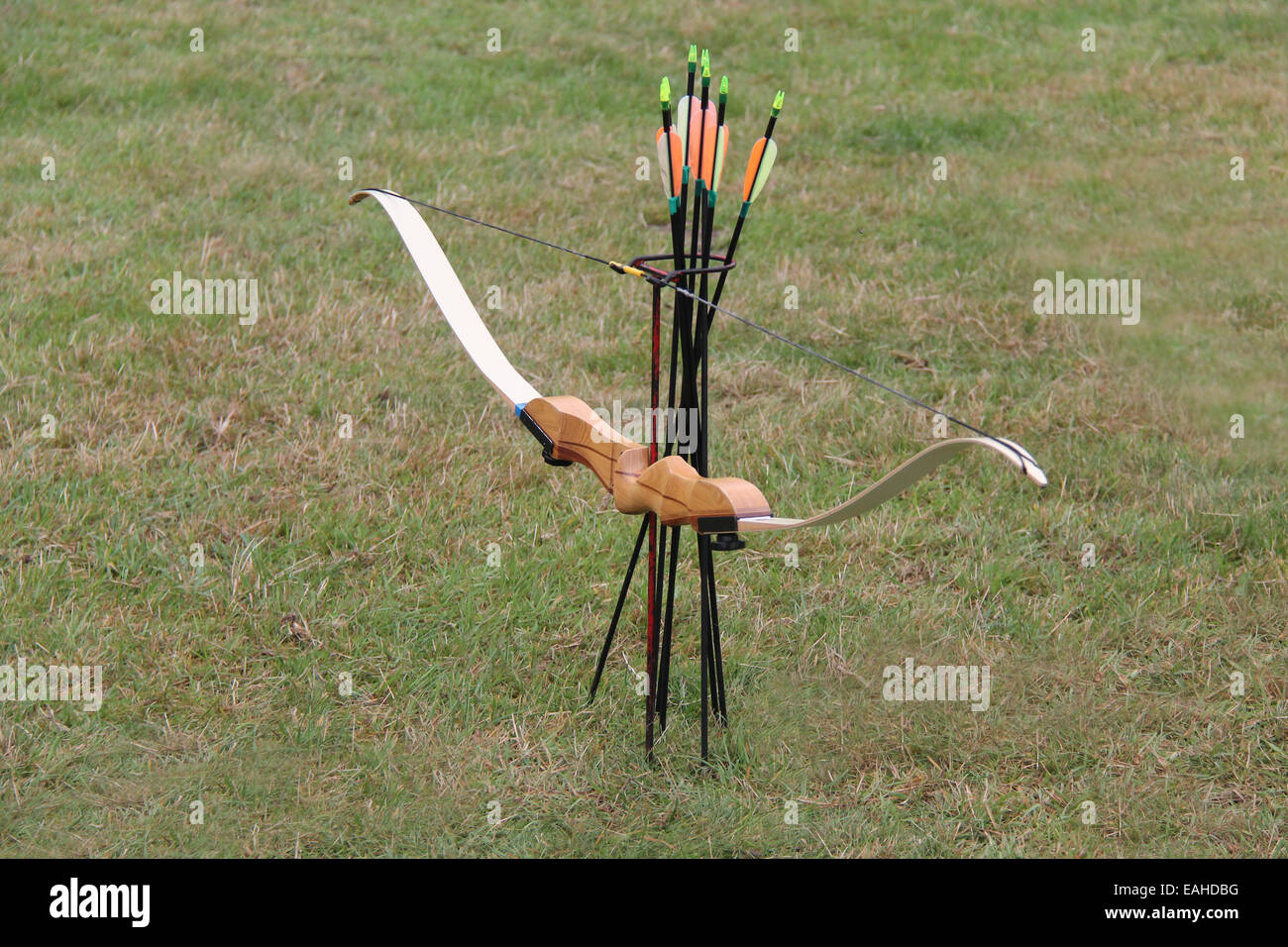 An Archery Bow and Arrows on a Metal Stand Stock Photo Alamy
