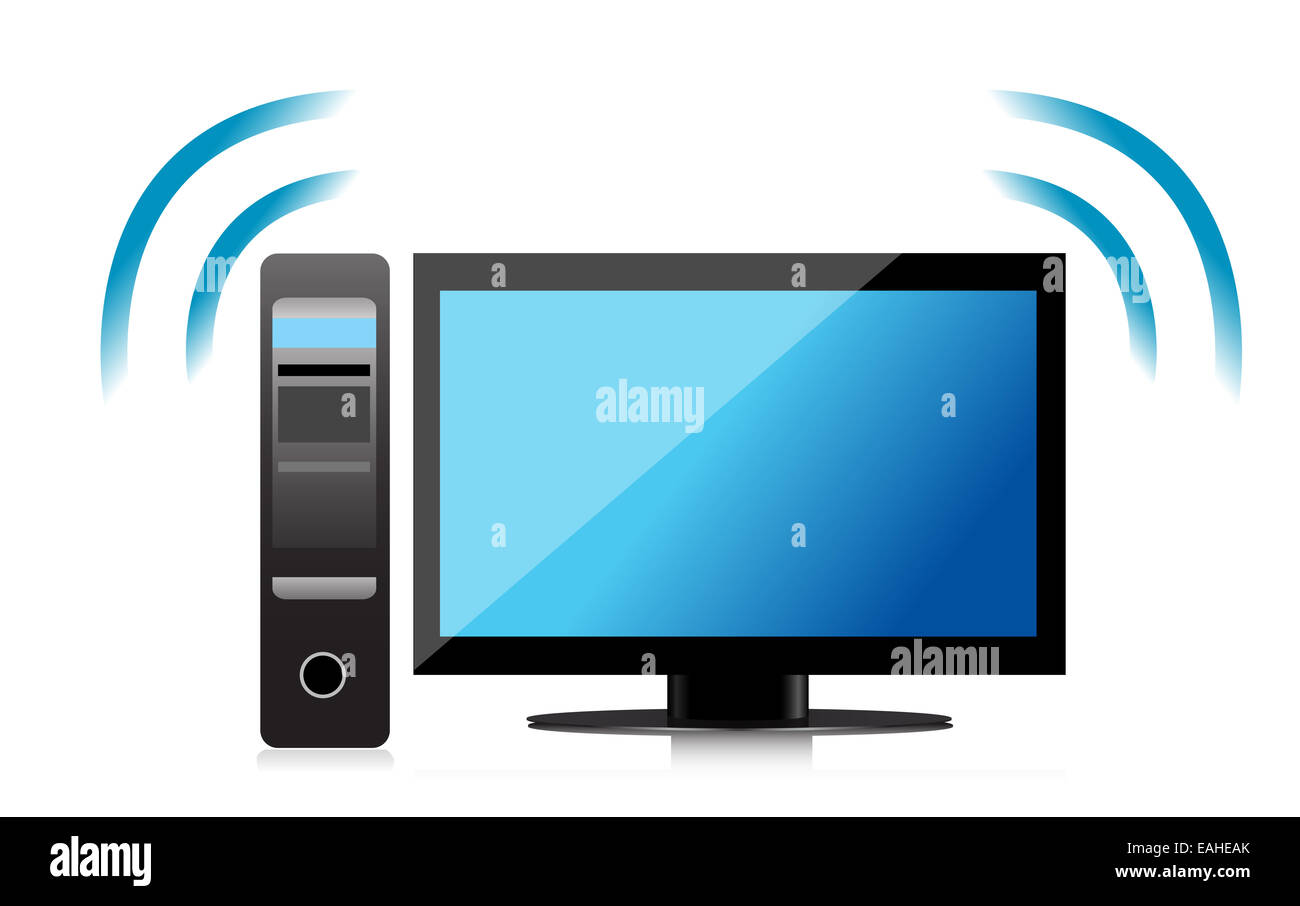Computer Wireless Network Icon illustration design over white Stock ...